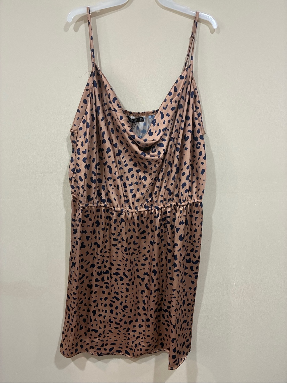 Nasty Gal Tan Spotted Cowl Neck Slip Dress